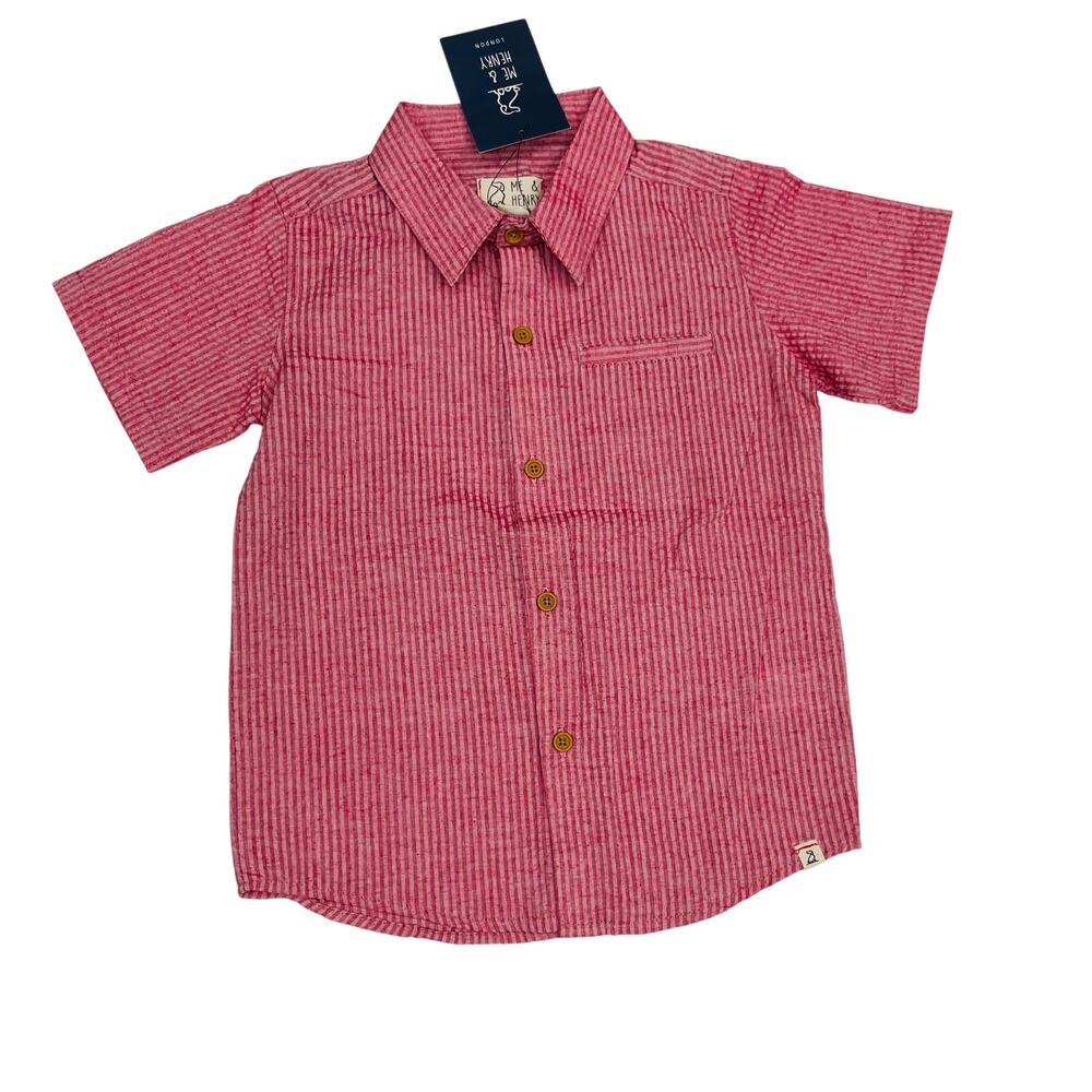 NWT Me & Henry 7/8Y Red Stripe Seersucker Button Up Shirt